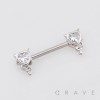 HALLOWEEN CZ DEVIL HEART WITH SMALL HORNS 316L SURGICAL STEEL NIPPLE RING